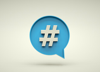 Hash tag symbol with speech bubble. Element for social media networks.