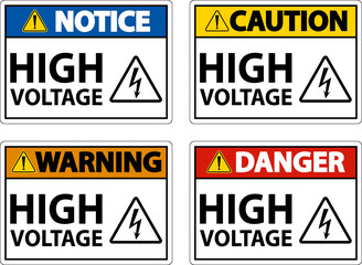 Danger High Voltage Sign On White Background