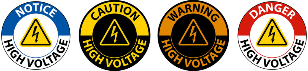 Obraz premium Danger High Voltage Floor Sign On White Background