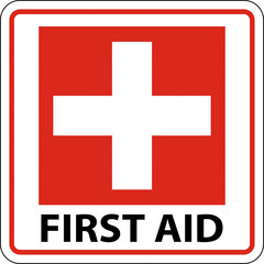 First Aid Label Sign on white background