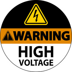 Obraz premium Warning High Voltage Floor Sign On White Background