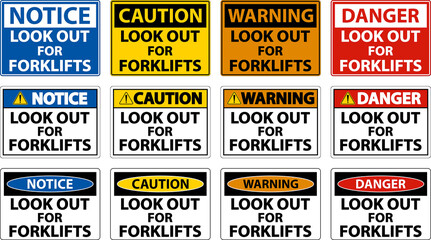 Look Out For Forklifts Sign On White Background