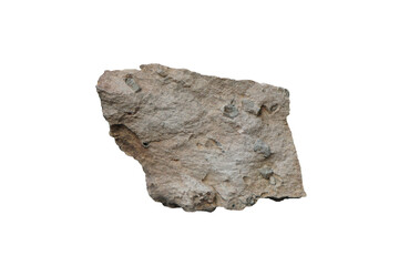 Cut out a speciment of tuff igneous rock isolated on white background. Tuff is an igneous rock that forms from the products of an explosive volcanic eruption.