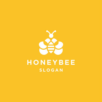 Honey bee logo line art icon vector template