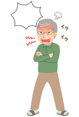 激怒する高齢者男性