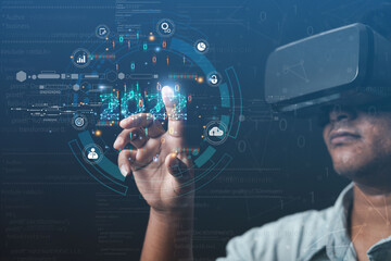 Metaverse technology protection concept, advanced digital cyber innovation security through online technology future protection system.
