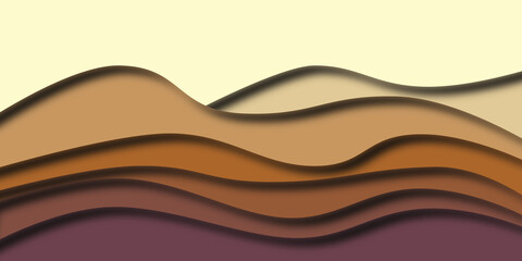 Abstract Modern Background with Wave Papercut Style and Brown Violet Pastel Color