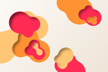Abstract Modern Background with Wave Papercut Style and Yellow Orange Red Pastel Color