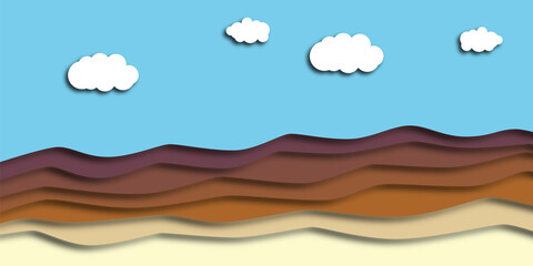 Beautiful papercut clouds background. Vector illustration. Paper cut style