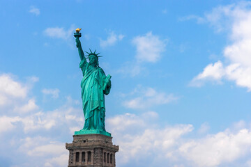 Front of the Statue of Liberty in New York City.