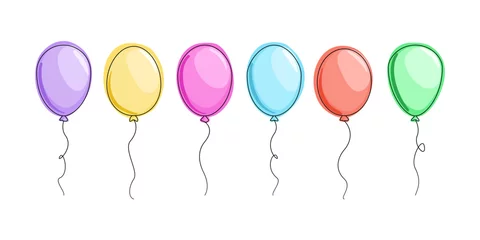 Foto op Plexiglas Kolorowe balony. Wektorowa ilustracja na kartki urodzinowe, zaproszenie na imprezę, romantyczny festiwal albo baby shower. © Monika