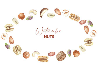 Frame design of watercolor nuts