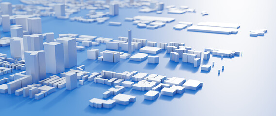 3D Rendering. Low poly city views. urban technology concepts.