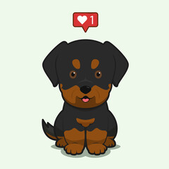 Cartoon illustration of rottweiler dog sitting with love icon. Vector illustration of rottweiler dog