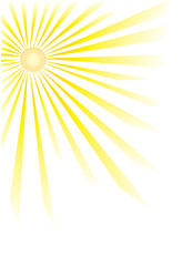 bright yellow sun-rays on white background