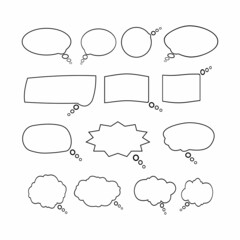 Fototapeta premium Chat speech bubbles. Artistic collection of hand drawn doodle style comic balloon, cloud and other shapes.