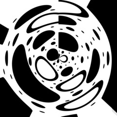 Abstract illustration for design Black and white ovals, spots on a white background.