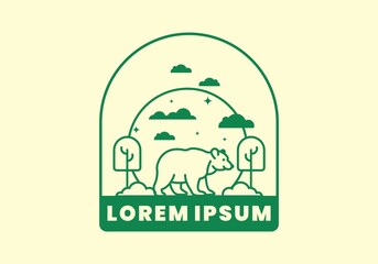 Line art illustration of wild bear