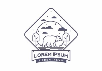 Line art illustration of wild bear