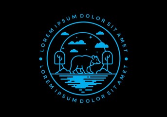 Line art illustration of wild bear