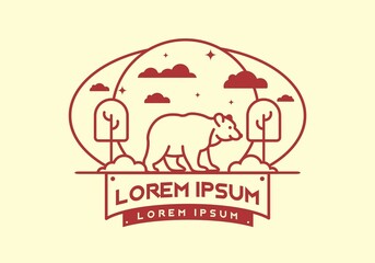 Line art illustration of wild bear