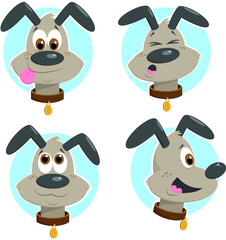 Cute dog face vector illustration on circle