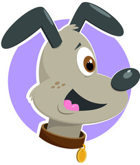 Cute dog face vector illustration on circle