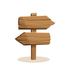 Realistic wooden pointer, billboard, signboard, Vector. Blank banner set. Rustic signpost for country design. blank pointer wood texture. Arrow road guidepost, symbol of adventure and navigation.