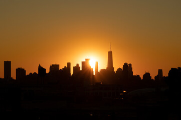 Fototapeta na wymiar Sunset Skyline New York City