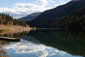 Fototapeta na wymiar Yellow Lake, Highway 3A, southern Okanagan region, British Colombia Canada.