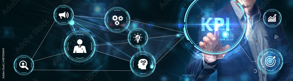 Poster kpi key performance indicator for business concept. business, technology, internet and network conce