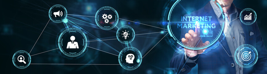 Internet marketing digital online advertising automation. Business, Technology, Internet and network concept.