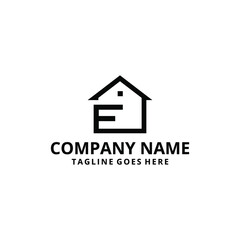 Vector illustration of a modern and minimalist F house sign logo for a real estate company.
