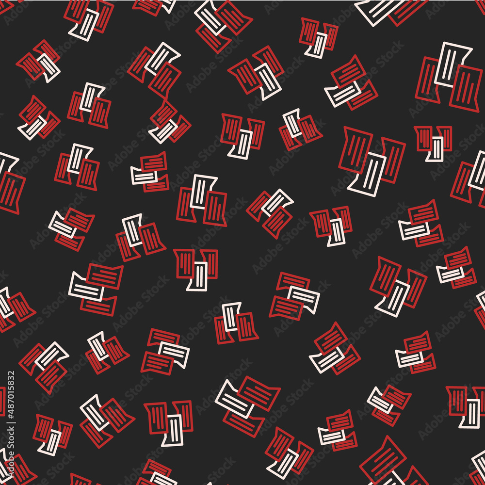 Poster Line Speech bubble chat icon isolated seamless pattern on black background. Message icon. Communication or comment chat symbol. Vector