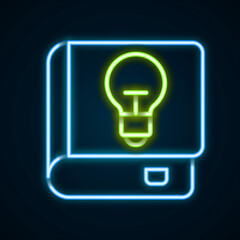 Glowing neon line User manual icon isolated on black background. User guide book. Instruction sign. Read before use. Colorful outline concept. Vector