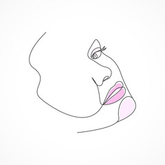One line woman face line art