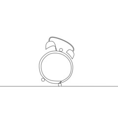 Continuous line drawing of alarm clock, time is money, object one line, single line art, vector illustration