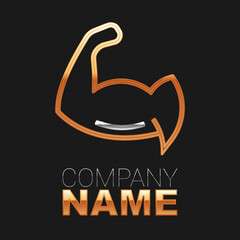 Line Bodybuilder showing his muscles icon isolated on black background. Fit fitness strength health hobby concept. Colorful outline concept. Vector