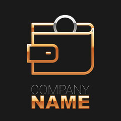 Line Wallet icon isolated on black background. Purse icon. Cash savings symbol. Colorful outline concept. Vector