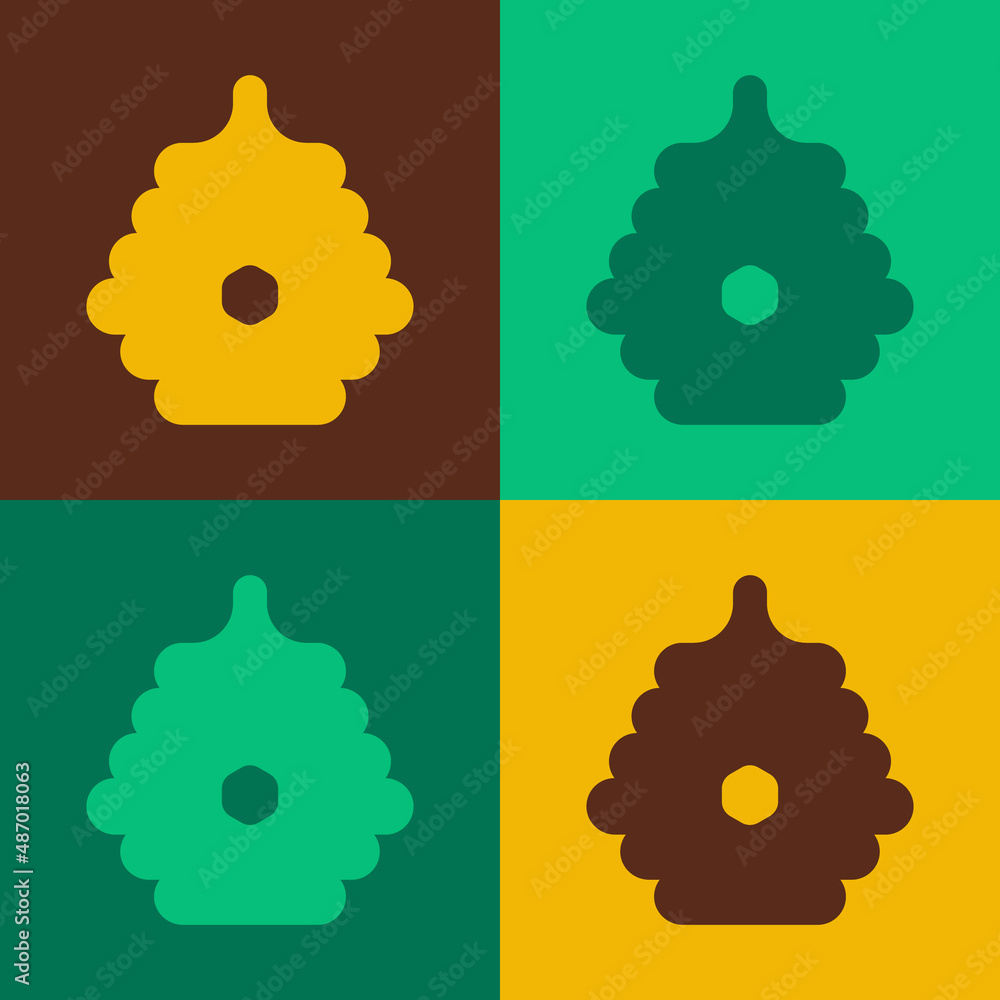 Poster pop art hive for bees icon isolated on color background. beehive symbol. apiary and beekeeping. swee