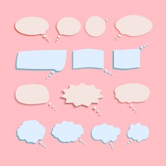 Chat speech bubbles. Artistic collection of hand drawn doodle style comic balloon, cloud and other shapes.