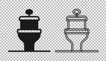 Black Toilet bowl icon isolated on transparent background. Vector