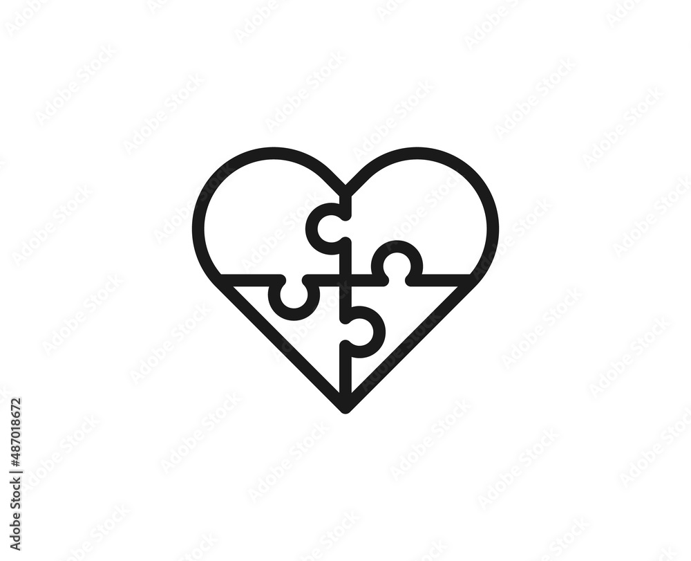 Poster line puzzle icon isolated on white background. outline symbol for website design, mobile application