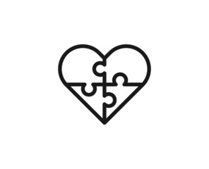 Line puzzle icon isolated on white background. Outline symbol for website design, mobile application, ui. Puzzle pictogram. Vector illustration, editorial stroсk.