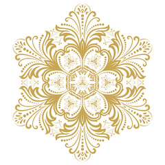 Oriental vector ornament with arabesques and floral elements. Traditional classic light, yellow, white, gold, goldenornament. Vintage round golden pattern with arabesques