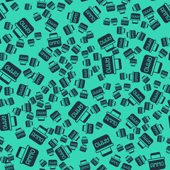 Fototapeta premium Black Military ammunition box with some ammo bullets icon isolated seamless pattern on green background. Vector