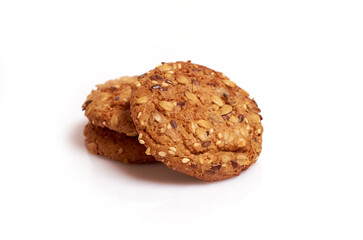 Homemade cakes. Oatmeal cookies with cereals and seeds