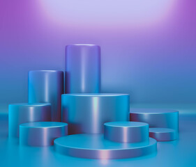Concept product shelf podium gold color or empty pedestal display on vivid fashion background with minimal . 3D rendering