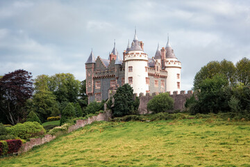 View to Killyleagh Castle in UK, Northern Ireland, from the foot of hill.
