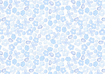 水彩で描いた青の北欧風の花柄の背景